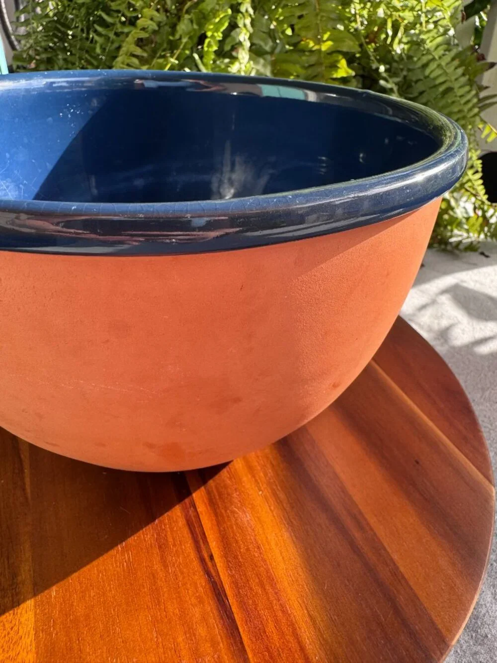 Val Do Sol Portugal Dark Blue Glazed Ceramic Terracotta Serving / Mixing Bowl